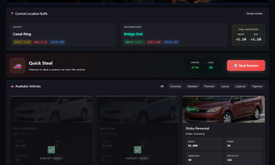 Mafia HQ screenshot: Vehicle theft - steal a car and store it in your garage