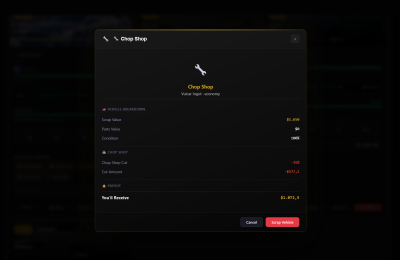 Mafia HQ screenshot: Chop shop - sell vehicles for cash and free garage slots