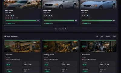 Mafia HQ screenshot: Garage and vehicles - theft, tuning and upgrade timers Mafia HQ screenshot: Garage and vehicles - theft, tuning and upgrade timers